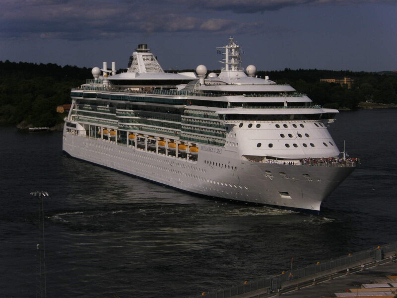 Cruise Ship on Water — White, Dramatic, Night