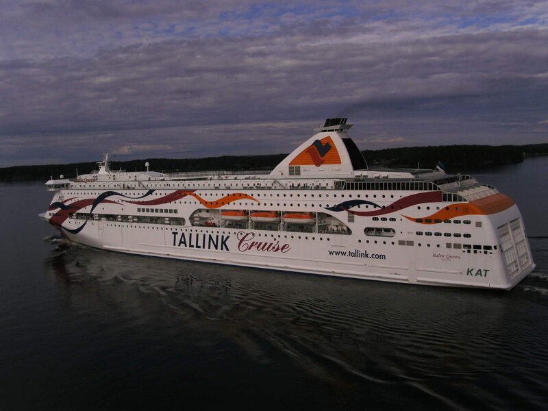 Cruise Ship on Water — White, Dramatic, Sunset