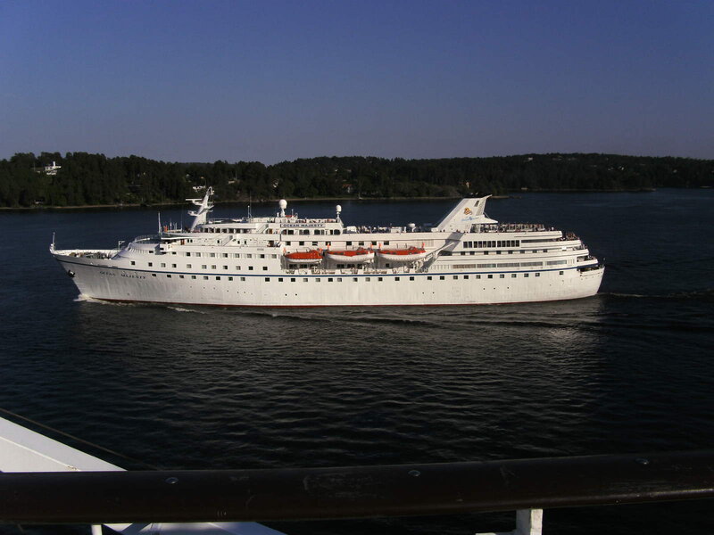 Cruise Ship on Water — White, Serene, Afternoon