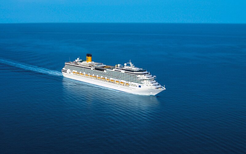 Cruise ship sailing on blue sea