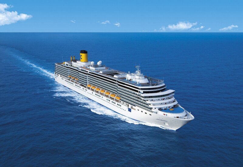 Cruise ship sailing on open sea