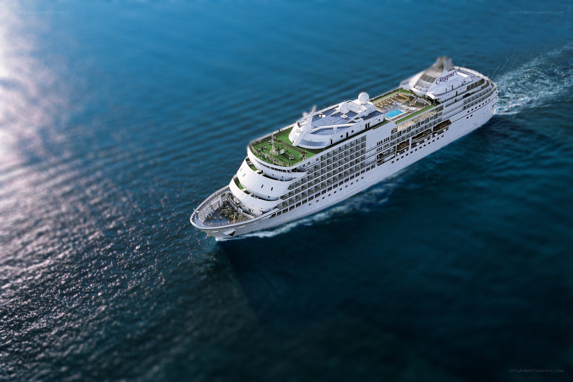 Cruise ship sailing on the ocean
