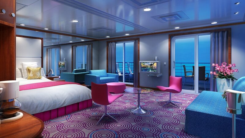 Cruise Ship Stateroom — Blue