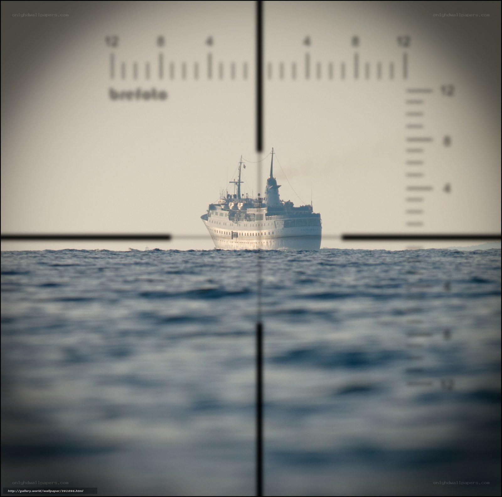 cruise ship through binoculars