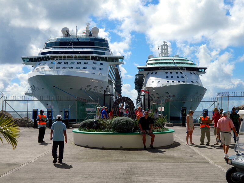 Cruise Ships at Port — Blue, Bright