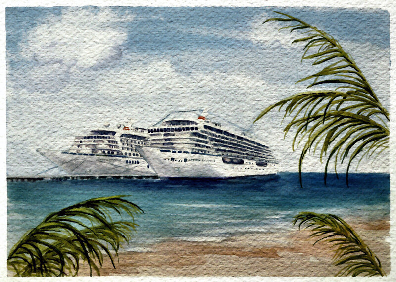 Cruise Ships at Port — Blue, Serene