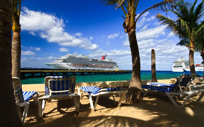 Cruise Ships at Port — Blue