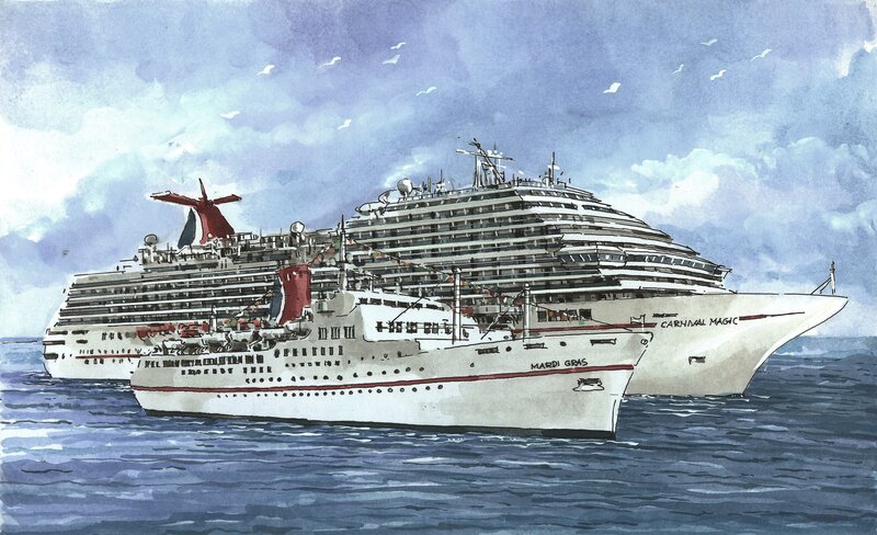 Cruise Ships at Sea — Blue, Serene