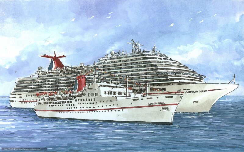 Cruise Ships at Sea — Blue