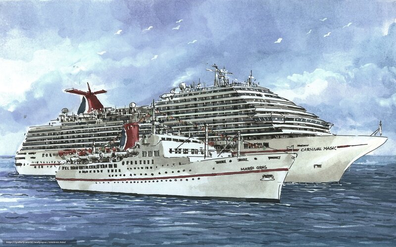 Cruise ships at sea