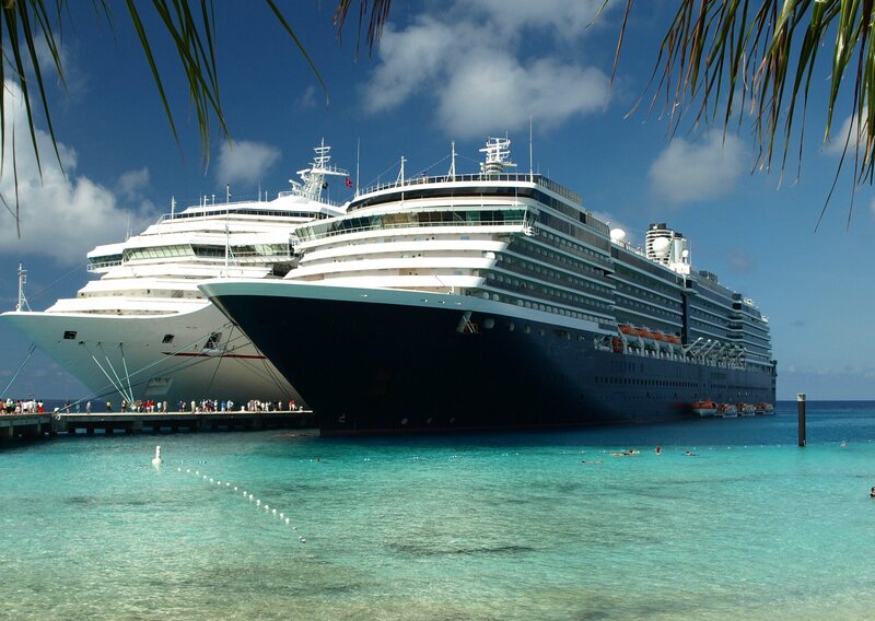 Cruise ships at tropical port