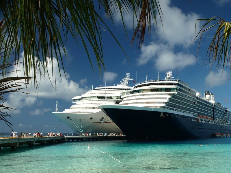 Cruise ships at tropical port