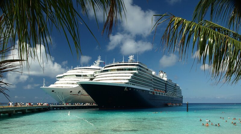 Cruise ships at tropical port