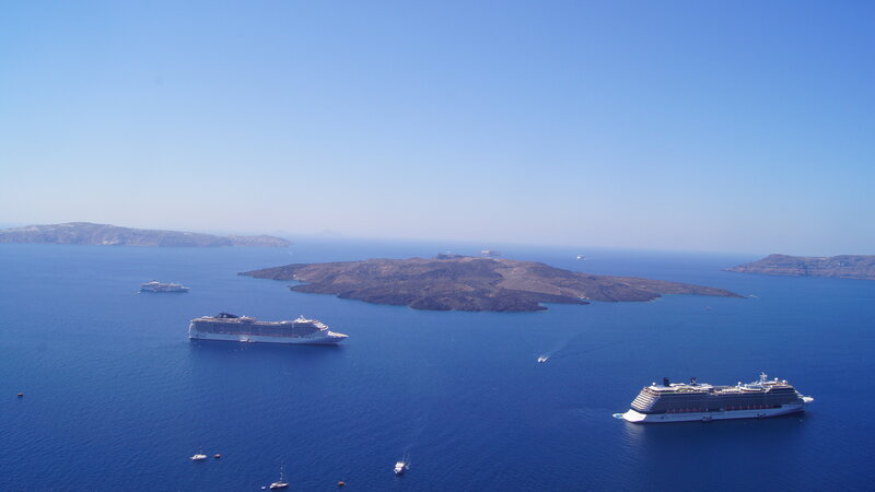 Cruise Ships in Bay — Blue