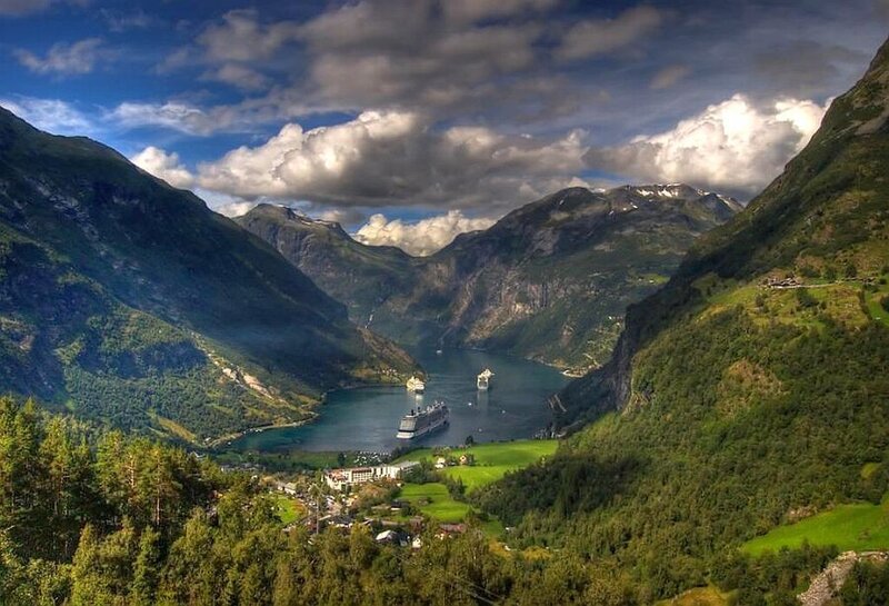 Cruise Ships in Fjord
