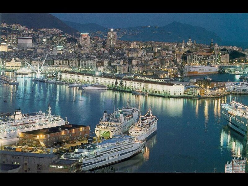 Cruise Ships in Harbor — Blue, Serene, Night