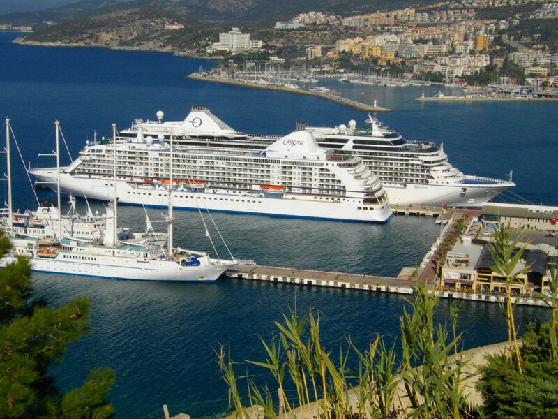 Cruise Ships in Harbor — Blue, Serene