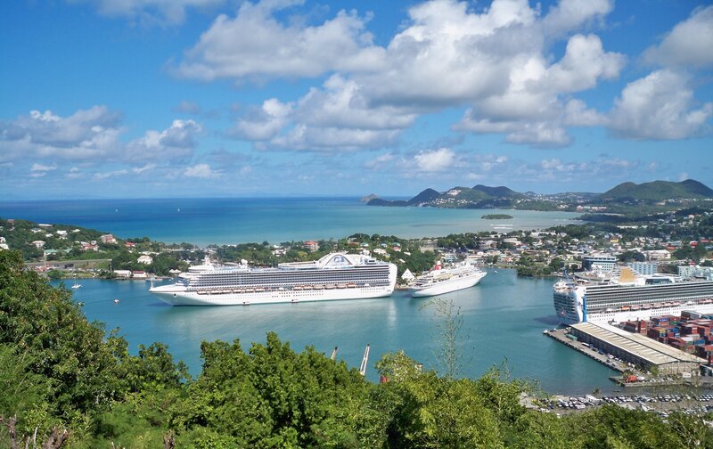 Cruise Ships in Harbor — Blue