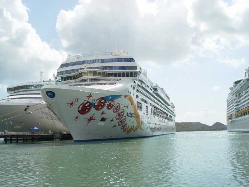 Cruise Ships in Harbor — White, Calm, Afternoon