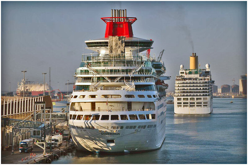 Cruise Ships in Harbor — White, Calm