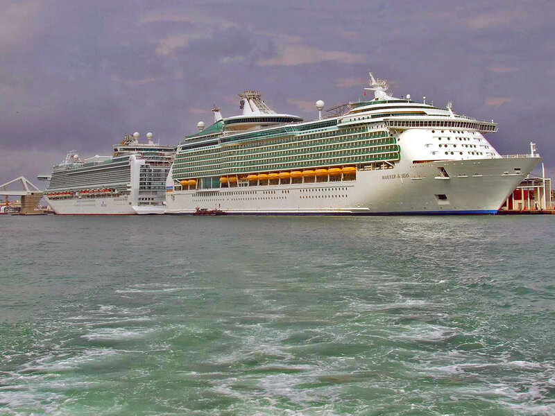 Cruise Ships in Harbor — White