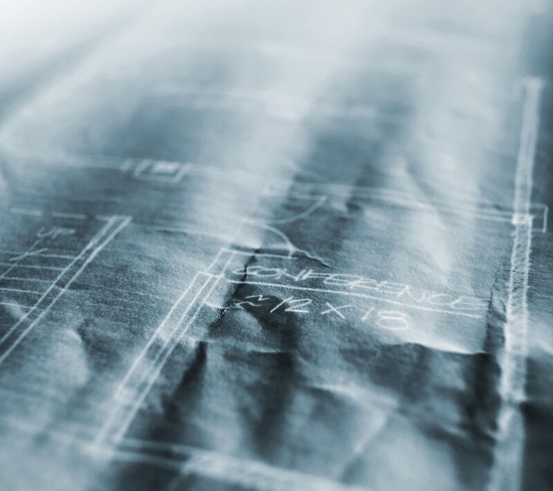 Crumpled Blueprint Paper