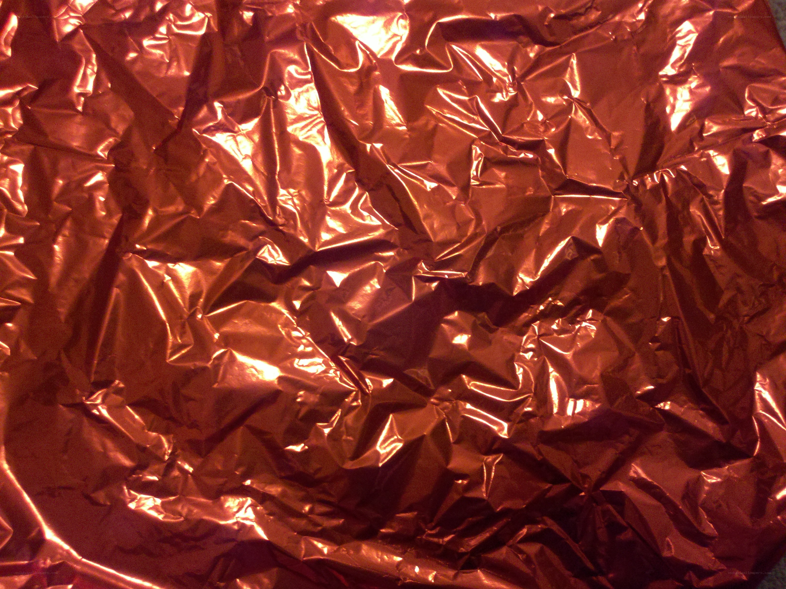 crumpled copper-colored foil