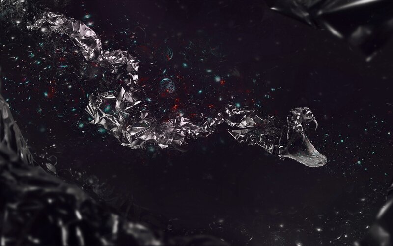 crumpled foil snake in space