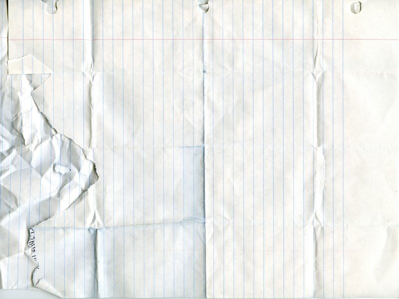 crumpled lined paper