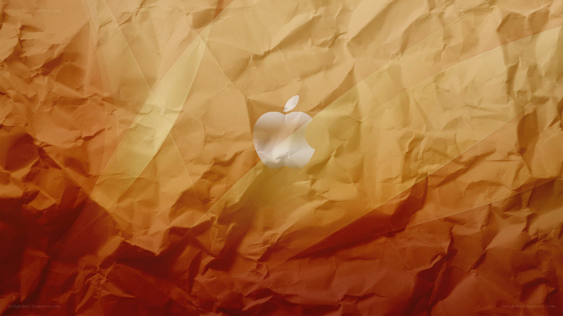 crumpled paper background with apple logo