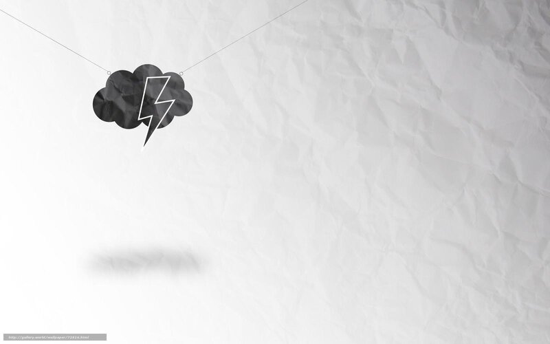 crumpled paper cloud with lightning