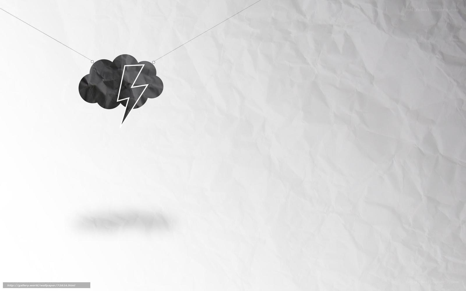 crumpled paper cloud with lightning