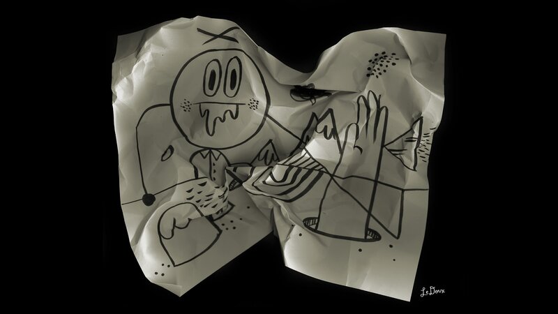 Crumpled Paper with Drawing