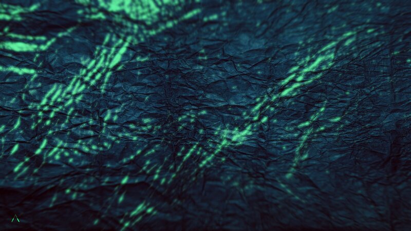 Crumpled Paper with Green Light