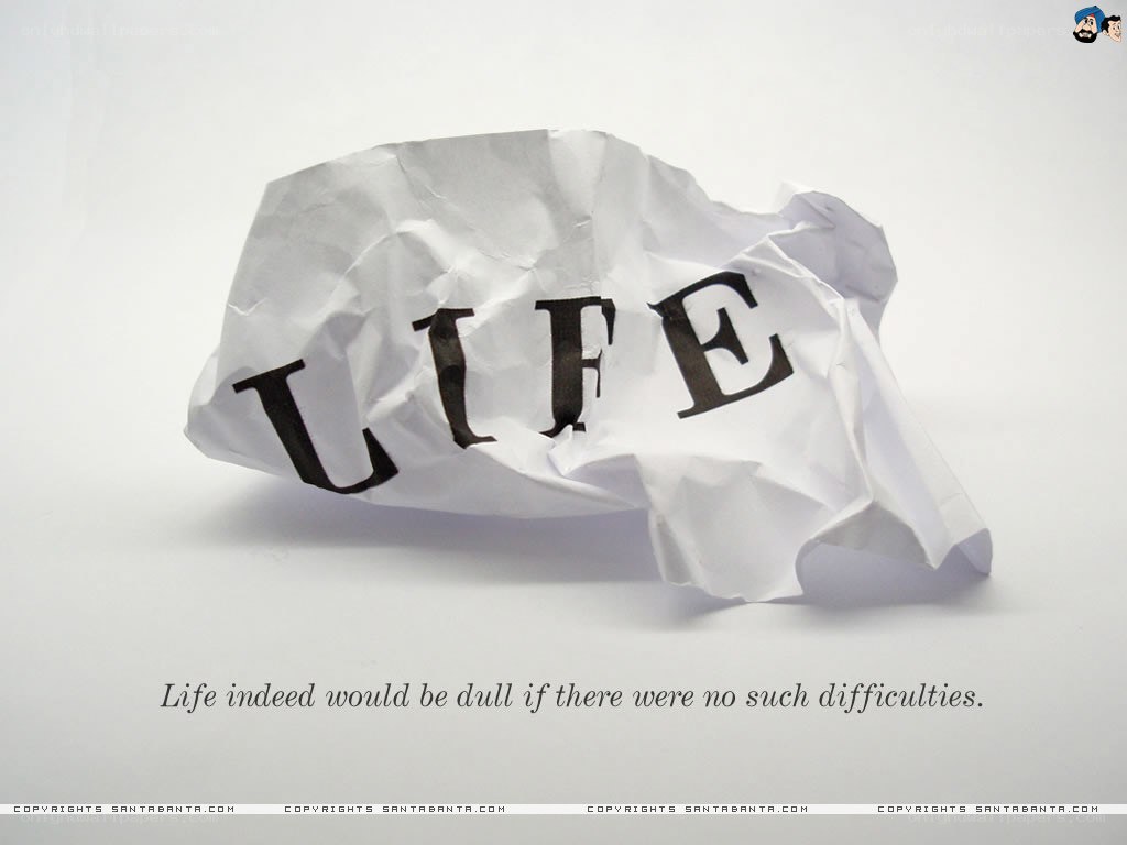 crumpled paper with life text