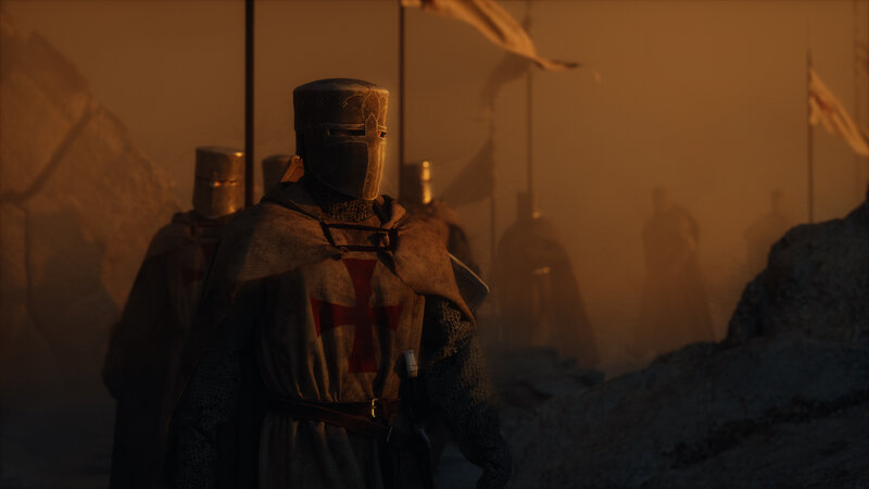 Crusader Knights in Fog