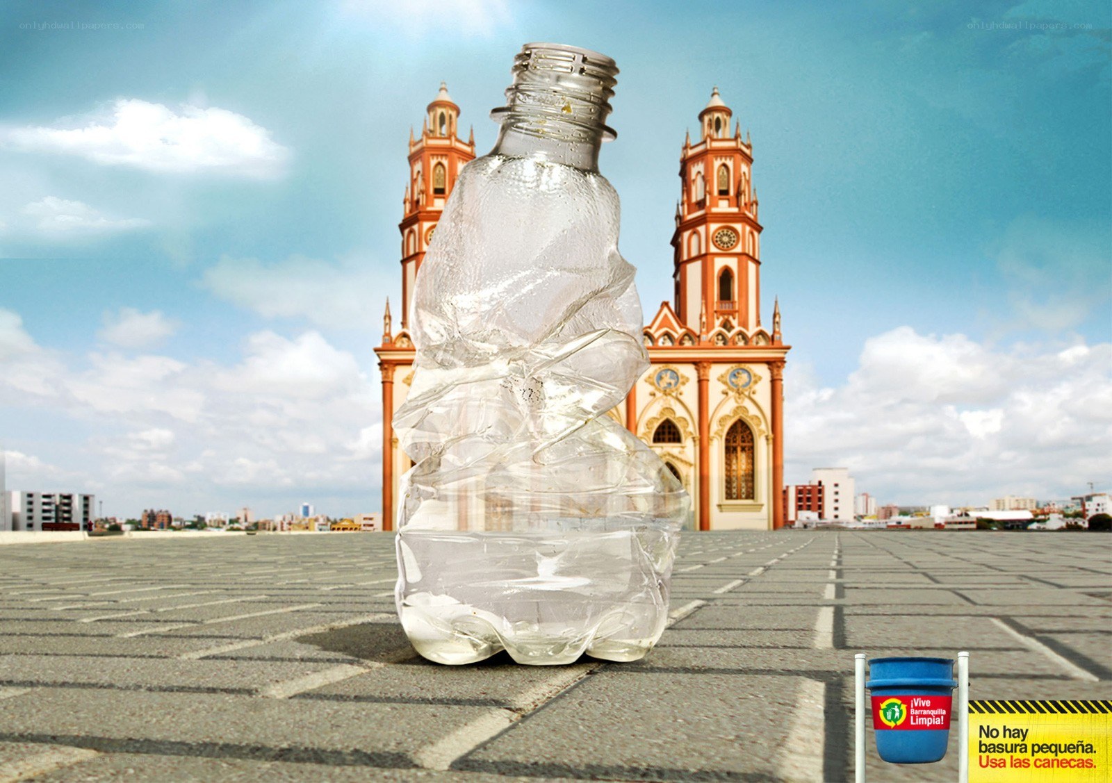 Crushed bottle in plaza