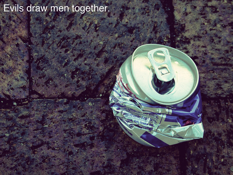 crushed can on pavement
