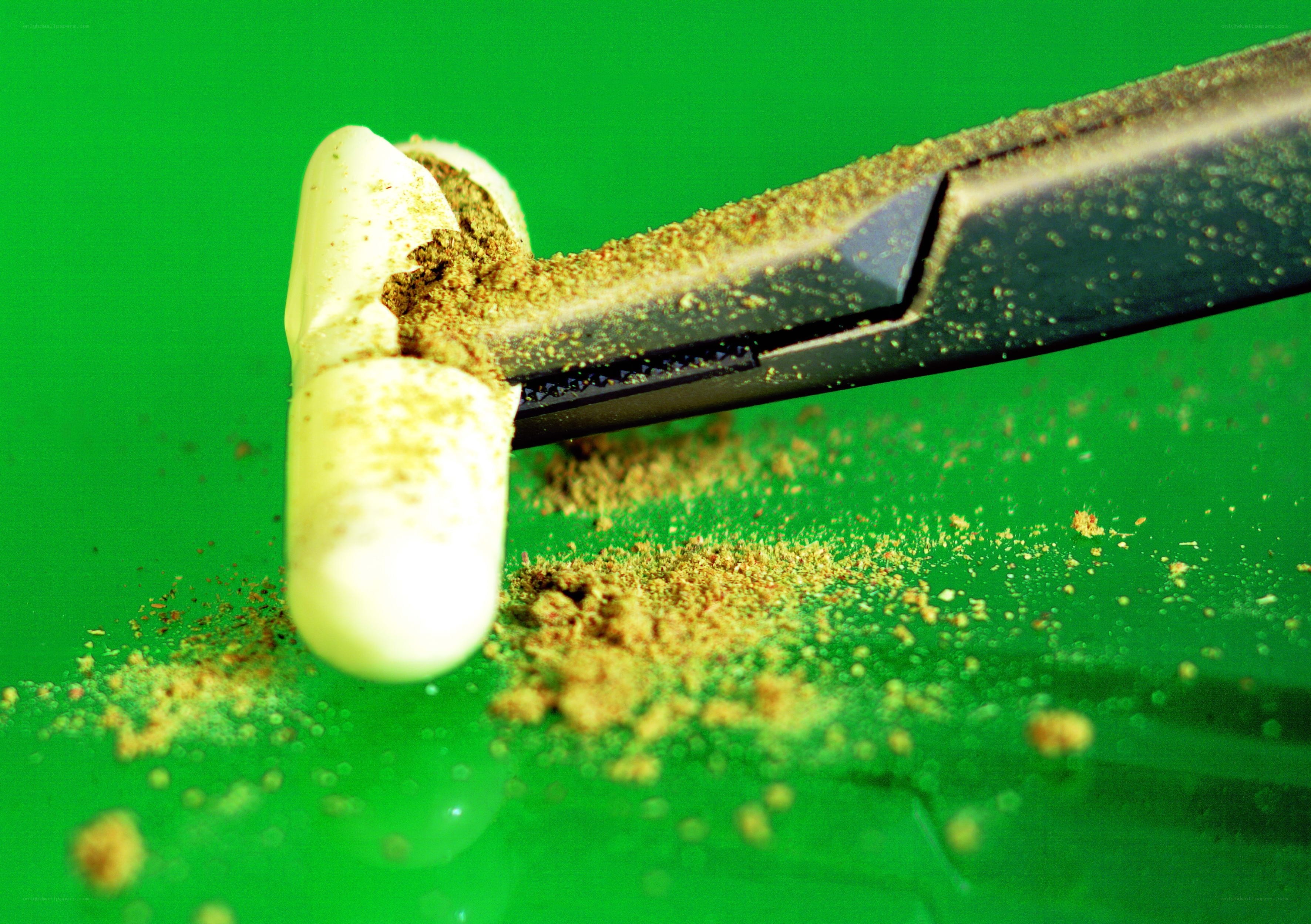 crushed pill with powder