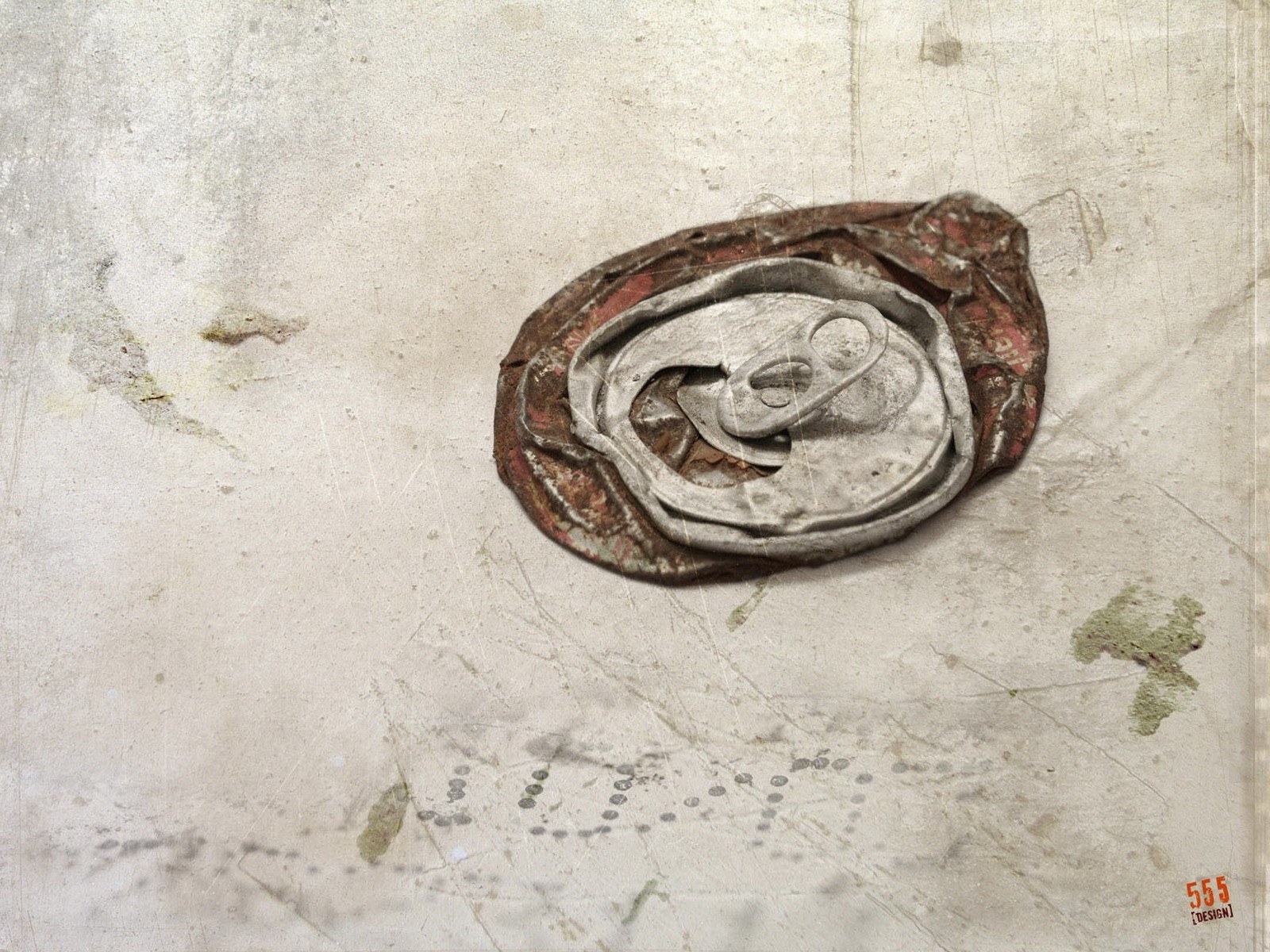crushed soda can on concrete