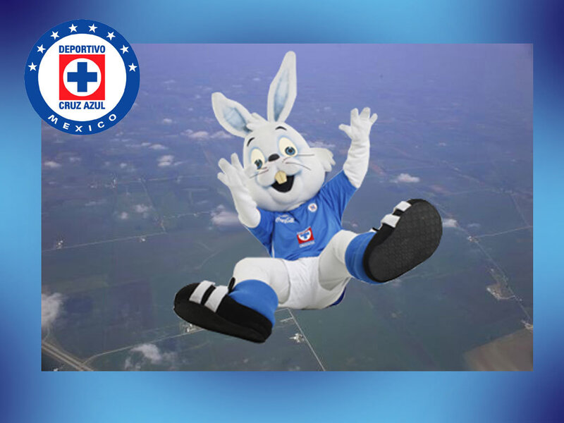 Cruz Azul mascot skydiving