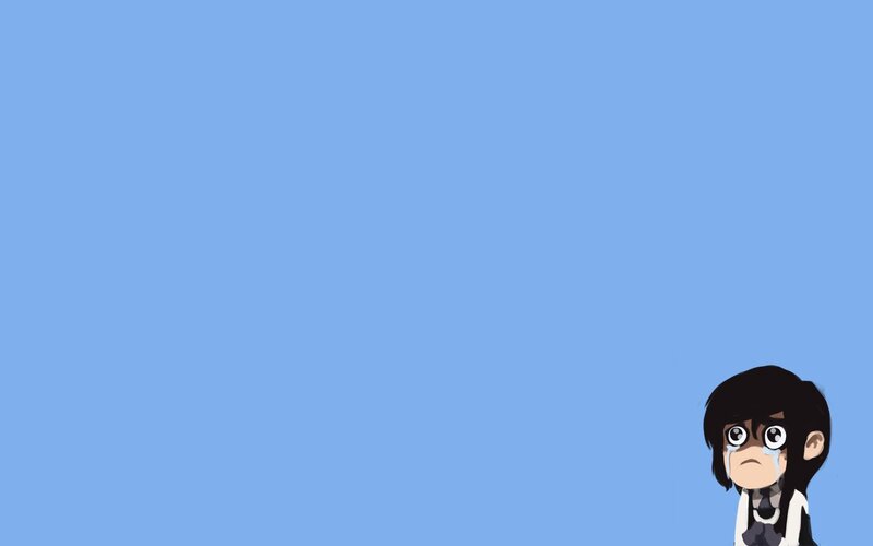 Crying Anime Character — Blue, Sad