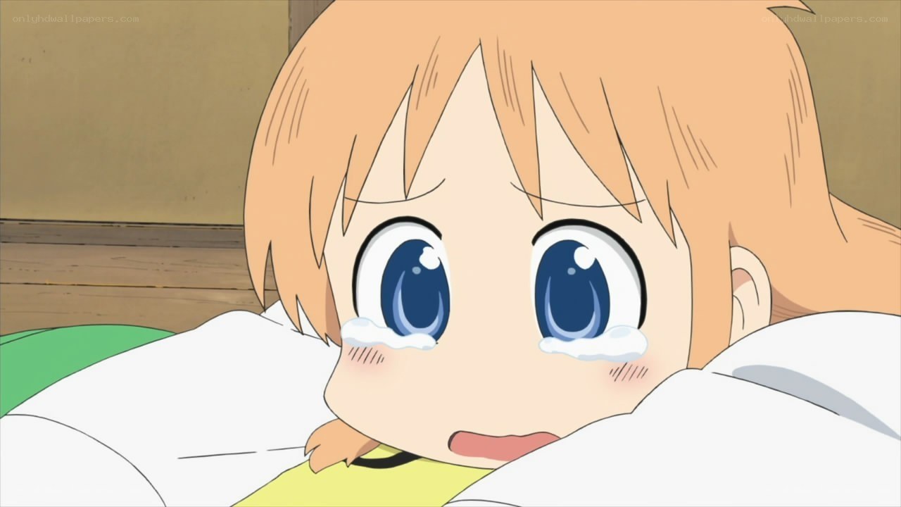 crying anime girl in bed