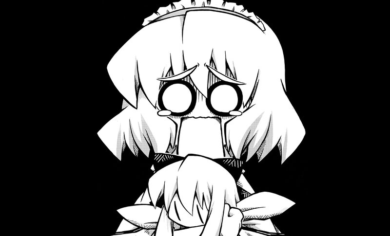 crying anime girl in maid outfit
