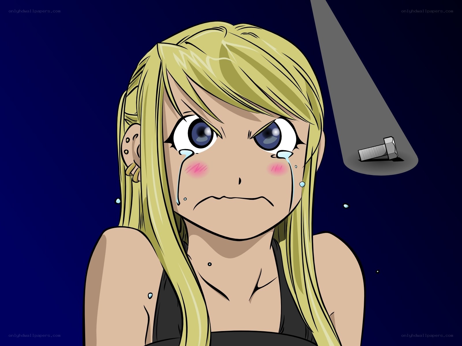 crying anime girl with bolt