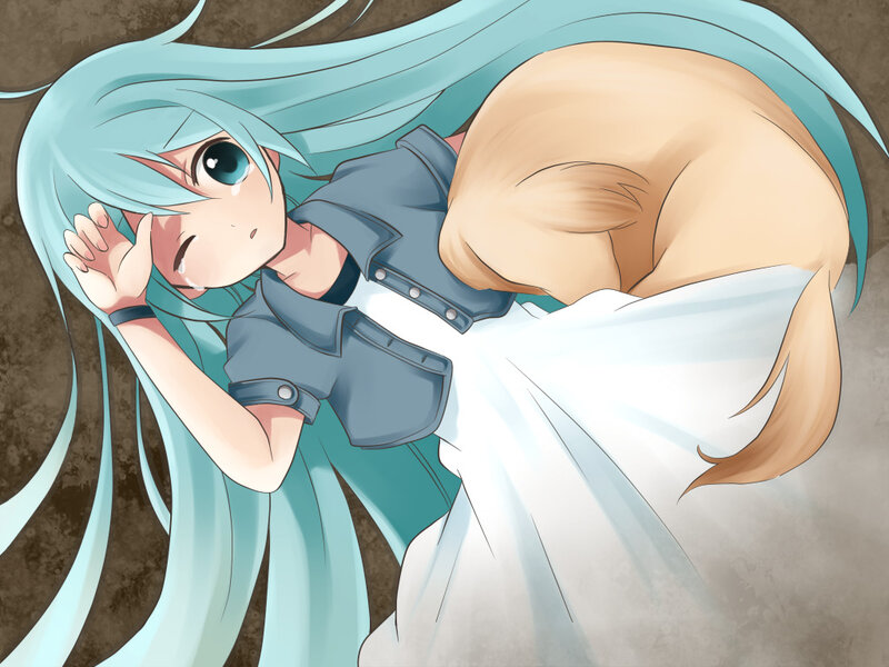 crying anime girl with dog