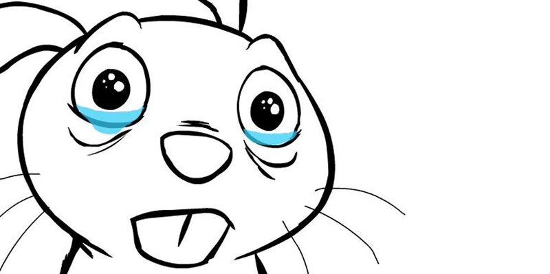 Crying Cartoon Rabbit — White