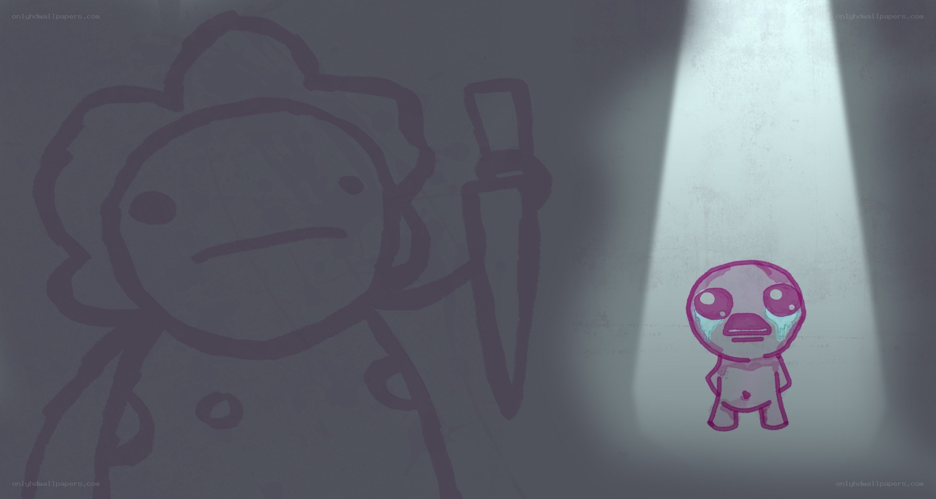 Crying character in spotlight
