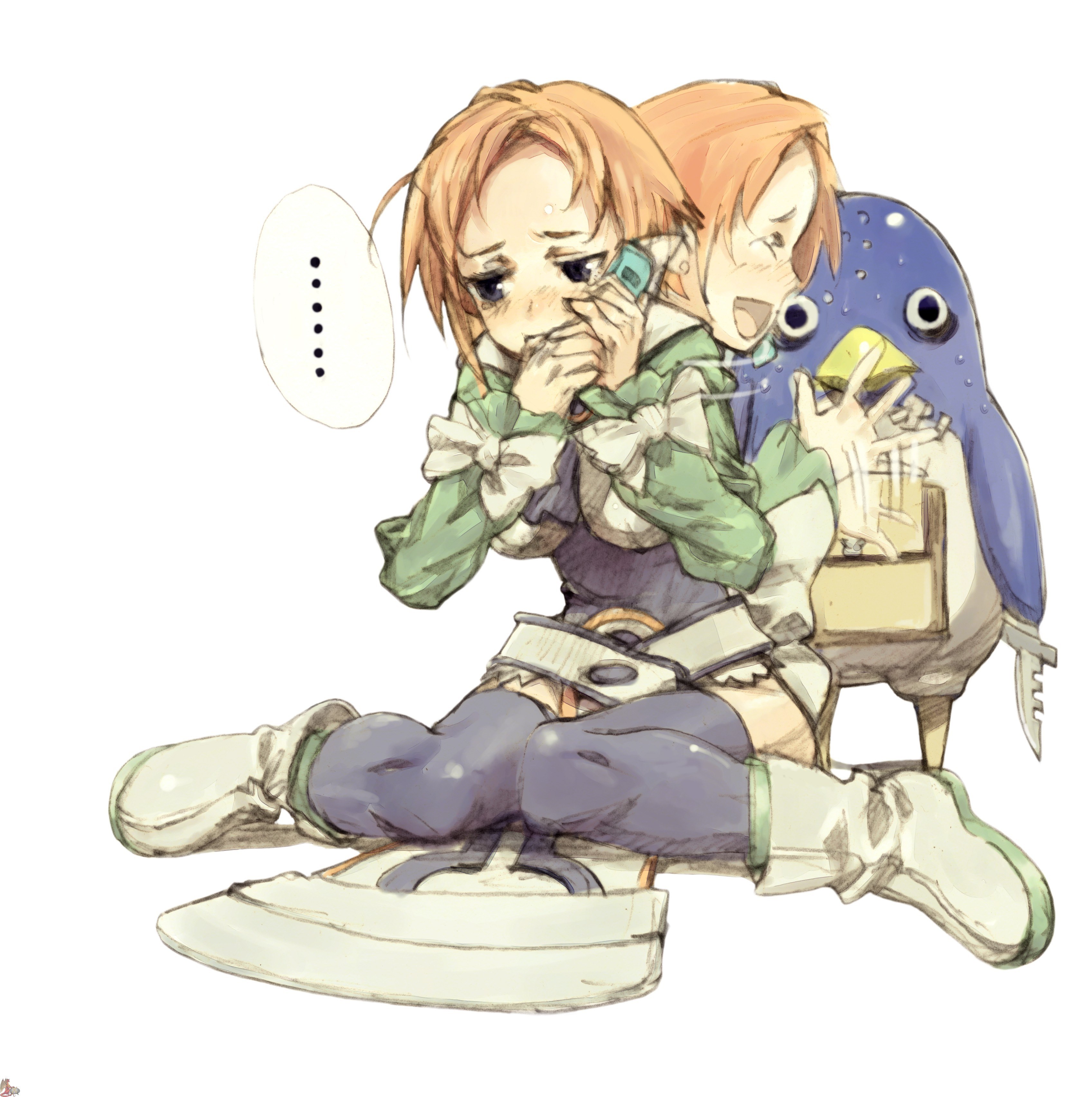crying character with bird