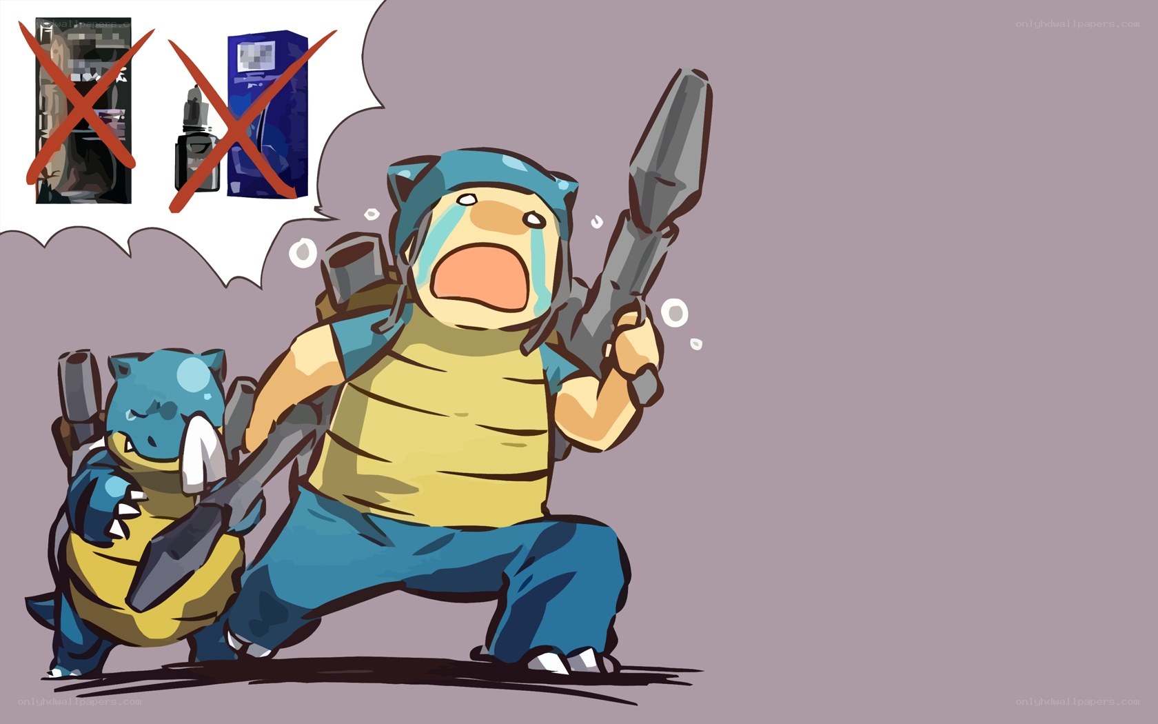 crying character with gun